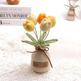 Handmade Tulips, Artificial Plant Crochet Flowers? Tulips Suitable For Home Room, Table, Office Ornaments And Birthday Gifts Suitable For Family And Friends Anniversary (5 Flowers-Yellow)