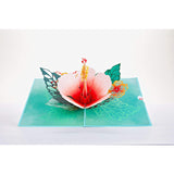 Hibiscus Bloom Pop Up Card, 5X7-3D Greeting Card, Pop Up Paper Flower Card, Mother'S Day Pop Up Card, Card For Mom, Wife Or Friend, Pop Up Anniversary Card, Thinking Of You