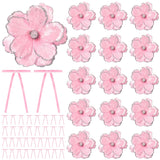 52 Pcs Large Christmas Magnolia Flowers And Velvet Bows For Christmas Tree Ornaments 10 Inch Artificial Glitter Poinsettia Floral Picks Stems For Xmas Tree Wreath Fireplace Garland(Pink)