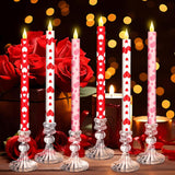 6 Pcs Valentine Day Flameless Taper Candles 10.6 Inch Heart Shaped Candles Battery Operated Led Candlesticks For Valentine Wedding Anniversary Dinner Table Home Party Decor