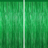 Green Tinsel Backdrop Foil Fringe Curtains - 2 Packs Door Streamers Backdrop For Birthday Door Decorations, Party Supplies For Bachelorette, Graduation, Christmas, Disco Decor