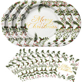 50Pcs Christmas Paper Plates And Napkins Disposable Paper Plates For Christmas Party Supplies