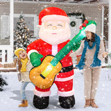 6.5 Ft Christmas Inflatable Santa Claus With Guitar, Blow Up Santa Christmas Decorations Outdoor, Unique Lighted Xmas De