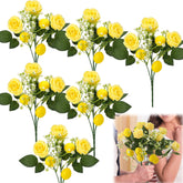 6 Pcs Valentines Day Floral Decorations 12'' Artificial Yellow Flower Picks Silk Rose Fake Lemon Decor Branches With Stem For Home Table Centerpiece Vase Farmhouse Summer Party Favors