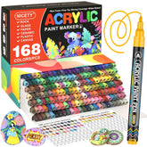 168 Acrylic Paint Markers, Acrylic Paint Pens, 0.7Mm Fine Tip Fabric Paint Markers For Clothes & Textile - High Coverage On Wood, Rock, Glass - Art Supplies For Artists, Adults & Craft Lovers.