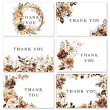 36 Pack Fall Thank You Cards Bulk Vintage Brown Floral Greeting Cards With Envelopes Stickers Retro Flower Leaves Blank Note Cards For Fall Wedding Baby Shower Birthday, 6 Design