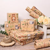 Baby Shower Kraft Wrapping Paper Roll For Boys Girls - 17 Inch X 33 Feet - Cute Woodland Animals Gold Foil Texts Design Birthday Gift Wrap For Neutral Baby Shower Kids' Birthday Party