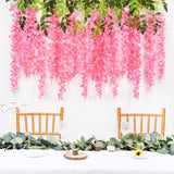 6 Pack Artificial Fake Wisteria Vine Ratta Hanging Garland Silk Flowers String Party Home Wedding Decor, 3.75 Feet/Piece,Pink