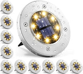 12 Pack Solar In Ground Fence Lights Warm White Waterproof No Drill Perimeter Lighting