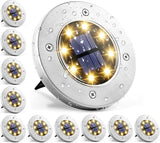 12 Pack Solar In Ground Fence Lights Warm White Waterproof No Drill Perimeter Lighting