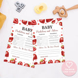 Strawberry Baby Predictions And Advice Cards, Baby Shower Game, Pack Of 30 Game Cards, Gender Neutral Boy Or Girl, Fun Baby Game And Activity - Fa18