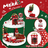 Christmas Decorations 8 Pcs Tiered Tray Decor Set, Cute Tabletop Christmas Decor For Home Shelf Mantel Fireplace Office Desk Coffee Bar Xmas Table Centerpieces Tray Objects Holiday Decoration Set