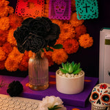 20 Pieces Artificial Marigold Bunch Fake Bunch Halloween Artificial Marigold Flowers With Stem For Birthday Party Diwali Halloween Party Decoration(Black)
