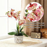 Artificial Orchid Flower Plant, 14.9'' Real Touch Artificial Orchid Pink With Ceramic Vase, Fake Orchids Flowers Decor For Indoor/Home Wedding/Office/Table Centerpieces Arrangements