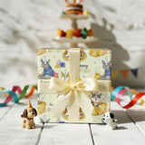 Dog Birthday Wrapping Paper Roll, Cute Party Dog Happy Birthday Cake In Light Yellow Gift Wrap For Pet Lovers, Kids Celebration, Mini Roll 17 In X 16.4 Feet
