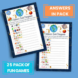 Out Of This World Baby Shower Games Boy - Fun Baby Shower Activities For Guests, Guess The Storybook Pictogram Titles, Cosmic Space Theme Adventure, 25 Cards Pack