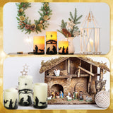 3 Set Nativity Scene Christmas Flameless Led Candles - Battery Operated Pillar Religion Candle For Holiday Table, Fireplace, Windowsill Indoor Decor