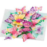 Butterfly Pop Up Card, Colorful Butterflies With Flowers, 3D Greeting Card, Gifts For Birthday, Mothers Day, Valentines Day, 5X7 - Includes Envelope And Message Note