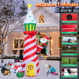 9Ft Christmas Inflatable Outdoor Decoration Inflatable Lighthouse Blow Up Santa Claus And Snowman Decor With Lights For
