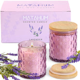 2 Pack Lavender Scented Candles For Home Decor, 6.5Oz Natural Soy Wax Aromatherapy Jar Candles, Housewarming Gift For Women