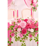 Artificial Sweetheart Flower Swag With Table Cloth And Table Runner, Pack Of 3 Floral Arrangement For Wedding Sweetheart Table Centerpiece Decoration Valentine'S Day (Hot Pink)