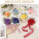 uxcell 2 Pcs Yellow Flower Wrist Corsage Bracelets, Artificial Flowers Corsage Wristlet for Wedding Bride Groom Ceremony Anniversary Prom Party