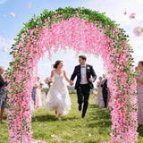 150 Branches Wisteria Hanging Flowers,10Pcs Total 60Ft Pink Wisteria Artificial Flowers Garland Vine Silk Hanging Flowers For Wedding Party Arch Ceremony Garden Home Backdrop Decor
