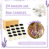 24 Pcs 4Oz Mini Mason Jar Candles Small Lavender Scented Candles Bulk Aromatherapy Ideal Souvenir Favors For Wedding Birthday Party (Black, 24)