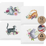 Paper - Assorted Cat Greeting Cards - Stationery Cards With Envelopes - Thank You Card - Blank Note Cards - Greeting Cards For All Occasions - Made In Usa (5.5 X 4.25, Set Of 12)