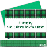 Happy St. Patrick'S Day Cards For Family & Business (Green Plaid) Saint Patrick Bulk Greeting Card Set Pack Of 18 With Envelopes (5X7 Inch - A7) Great For Office, Work, Employees & Clients Spd2501