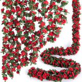 Artificial Peony Flower Garland, Red Silk Hanging Vines, Wedding Arch Wall Backdrop Party Decor