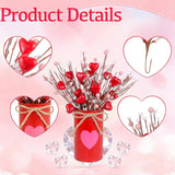 Cute Valentines Day Decorations, Artificial Red Heart Shaped Berry Stems With Metal Pot, Valentines Decor For Home School Office, Romantic Valentine'S Day Floral Picks For Party Anniversary