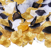1800Pcs Bulk Artificial Rose Flower Petals For Wedding Black Gold White Petals Decoration Centerpieces For Valentines Day New Year Party Decor Supplies (Black White Gold)