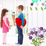 15 Pcs Crochet Tulips Flowers 16.5 Inches Handmade Crochet Tulips Artificial Dark Purple Violet White Knitted Tulipanes Fake Finished Bouquets Decoration Gift For Birthday Valentine Mother Day