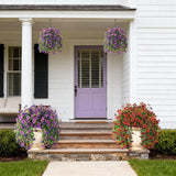 Artificial Hanging Flowers For Outdoors, 2 Pcs Fake Hanging Plant Spring Summer Decoration, Uv Resistant No Fade Faux Flower For Porch Patio Yard Window Home Decor(Double Purple)