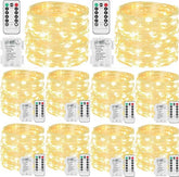 10 Pack 33FT 100 LED Fairy String Lights Battery Operated Warm White with Remote Control Timer Waterproof Twinkle Lights for Indoor Outdoor Bedroom Wedding Christmas Decor