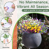 12 Bundles Uv Resistant Artificial Flowers, Bendable Stems, Outdoor Fade Proof Mixed Bouquet Fake Plastic Plants Faux Camellia Eucalyptus Lavender For Garden Patio Window Box Decor