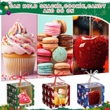 64 Pcs Cupcake Boxes With Window, Apple & Cookie Gift Boxes, 60 Bamboo Skewers, 2 Roll Glitter Ribbons For Christmas Party Favor