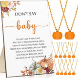 51 Don'T Say Baby Shower Game Including Autumn Pumpkin Baby Game Sign Wooden Pumpkin Table Sign And 50 Felt Pumpkin Necklaces Gifts For Gender Reveal Party Favors Baby Shower Prizes