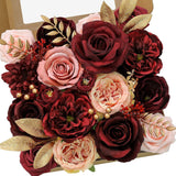 Artificial Flowers Burgundy Pink Fake Flowers For Bridal Bouquets Wedding Decorations Cake Flowers For Home Party Table Centerpieces Arrangements Decor Indoor Outdoor,Valentines Day