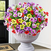 12 Bundles Look Real Artificial Flowers For Outdoors, Realistic Fake Outdoor Flowers, Uv Resistant Silk Pansy Flowers For Outside Faux Flowers Plants For Outdoor Porch, Four Mix Colors