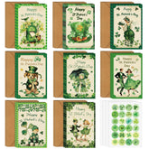 24 Sets St. Patrick'S Day Cards Assorted Retro Blank Greeting Notes Cards With Envelopes And Stickers Retro Lucky Shamrock Irish Elf Hat For School Classroom St. Patrick'S Day Party Supply