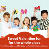 Valentines Cards For Kids School Classroom Exchange Cards With Envelopes Stickers Cute Adorable Animal Food Desserts Designs (Cute Valentine)