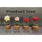 Mini Potted Artificial Plants Crochet Handmade Kintting Flowers For Office Desk Decor And Shelf Decor- For Gift, Birthday, Ideas For Valentine'S Day (Roses And Gardenias)