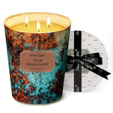 Homelights Scented Candles | Large Jar 34 Oz Natural Soy Candle | 130 Hrs Long-Lasting With 3 Wicks | Industrial Chic Home Decor | Gifts For Mom & Women, Teak Mahogany