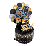 60Th Birthday Cards 3D Popup Birthday Greeting Cards - Birthday Greeting Card For Men, Women, Mom,Dad And Grandparents With Blank Note And Envelope Included (Black Gold)