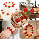 100Pcs 1.3 Inches Mini Red Roses Artificial Flowers Mini Rose Flowers For Crafts Fake Small Silk Rose Head For Wedding Bouquet Diy Party Table Centerpieces Decor