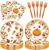 Thanksgiving Paper Plates and Napkins Set 80 Pcs Fall Disposable Tableware for 20 Guests