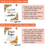 50 Little Cutie Orange Diaper Raffle Tickets And 1 Sign Baby Shower Games Orange Theme Guess How Many Cuties Sign With 50 Cards Baby Shower Candy Guessing Game