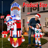8Ft Christmas Inflatables Christmas Decorations Outdoor, Blow Up Santa Claus Snowman Reindeer Rocket Yard Decoration Bui